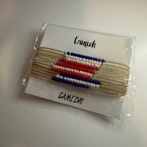 Erimish Slinky Game Day Bracelet Set. New. Red/White/Blue/Gold.